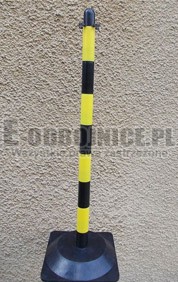 Słupek przenośny do łańcucha żółto - czarny 90 cm podstawa gumowa