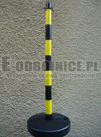 Słupek przenośny do łańcucha żółto - czarny 130 cm podstawa plastikowa