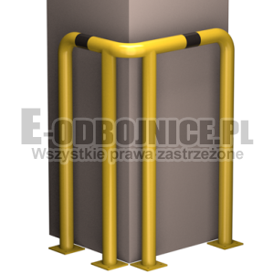 Odbojnica narożna z różnymi ramionami średnica 76,1 mm wysokość 1200 mm, długość ramion B=500 mm A=700 mm PRAWA