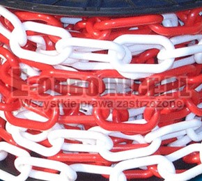 Łańcuch biało - czerwony 8 mm plastikowy - 1 mb
