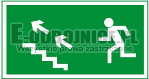 Znak 11 Kierunek ewakuacji schodami G-L 300x150 PF