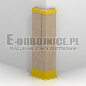 Odbojnica liniowa drewniana, kantówka 200x100 mm,  dwa mocowania, długość belek 1000 mm pionowa narożna