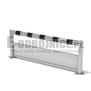 Odbojnica liniowa z progiem aluminiowa AluProSafe średnica 60,0 mm, wysokość 400 mm, długość 1200 mm do przykręcenia