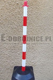 Słupek przenośny do łańcucha biało - czerwony 90 cm podstawa gumowa