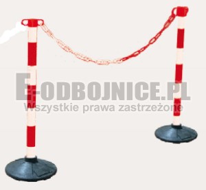 Zestaw - dwa słupki biało czerwone z łąńcuchem 250 cm
