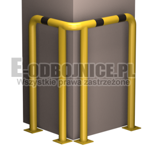 Odbojnica narożna z różnymi ramionami średnica 76,1 mm wysokość 1200 mm, długość ramion B=600 mm A=800 mm PRAWA