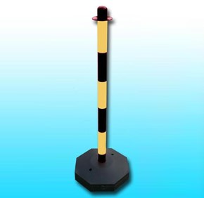 Słupek przenośny do łańcucha żółto - czarny 90 cm podstawa plastikowa