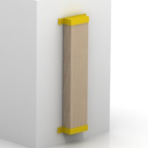 Odbojnica liniowa drewniana, kantówka 200x100 mm,  dwa mocowania, długość belki 1000 mm pionowa