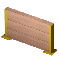 Odbojnica liniowa drewniana, kantówka 200x100 mm,  wysokość 600 mm długość do wyboru. 