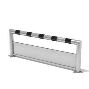 Odbojnica liniowa z progiem aluminiowa AluProSafe średnica 60,0 mm, wysokość 400 mm, długość 1200 mm do przykręcenia