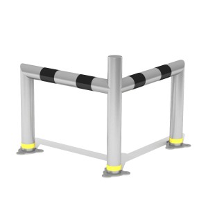 Odbojnica narożna równoramienna aluminiowa AluProSafe średnica 60,0 mm, wysokość 500 mm, długość boku A=500 mm do przykręcenia