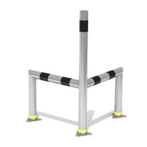 Odbojnica narożna równoramienna aluminiowa AluProSafe średnica 60,0 mm, wysokość 900 mm, długość boku A=500 mm do przykręcenia
