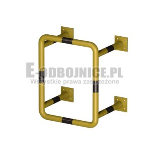Odbojnica koszowa fi 48,3 mm, wysokość 400 mm, wymiary wewnętrzne 400x400 mm. Malowana. Do przyklrącenia.