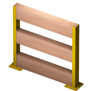 Odbojnica liniowa drewniana, kantówka 200x100 mm,  wysokość 1000 mm długość do wyboru.