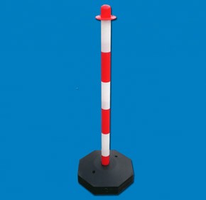 Słupek przenośny do łańcucha biało - czerwony 90 cm podstawa plastikowa