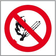 Znak 12 Zakaz używania ognia 150x150 PB