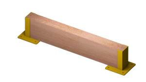 Odbojnica liniowa drewniana, kantówka 200x100 mm,  wysokość 200 mm długość do wyboru.